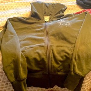 Rich olive green zip up hoodie